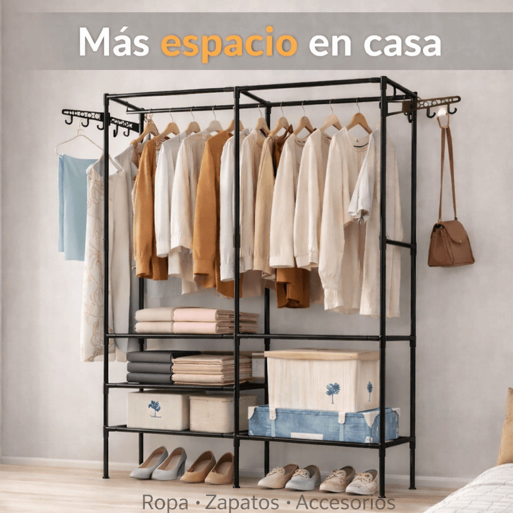 Organizador de ropa metálico para maximizar el espacio y mantener la casa ordenada